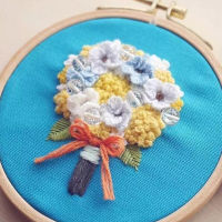 Fluffy Flower Embroidery Kit DIY Needlework Houseplant Needlecraft for Beginner Cross Stitch Artcraft(With Hoop)