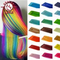 LIHUI Long Straight Color Hair Piece Hair Extensions Clip In Highlight Rainbow Hair Streak Pink Synthetic Hair Strands on Clips Wig  Hair Extensions