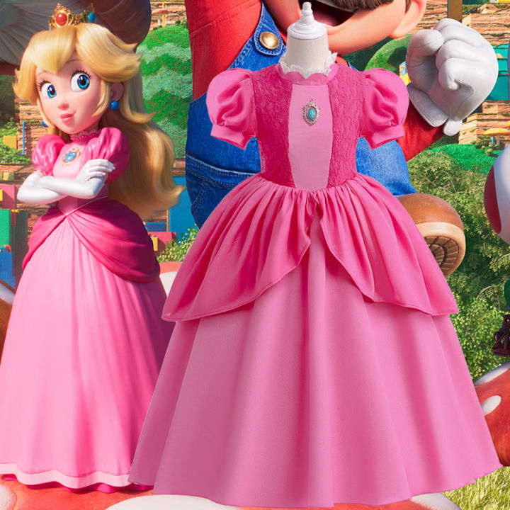hz-the-super-mario-bros-princess-peach-cosplay-dress-bubble-sleeve-long-curly-wig-for-girls-carnival-halloween-party-zh