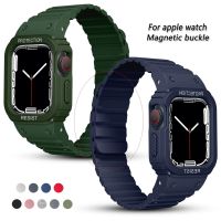 ☸ สายซิลิโคนแม่เหล็กสำหรับ Apple Watch 44mm 40mm 45mm 49mm Band สำหรับ Iwarch Series 6 8 7 SE 5 4 41mm 38mm 42mm