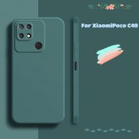 เคสโทรศัพท์ซิลิโคนเหลวสี่เหลี่ยมตรงสำหรับ Xiaomi Poco C40 PocoC40เคสโทรศัพท์ด้านหลัง TPU นุ่มกันกระแทกด้าน