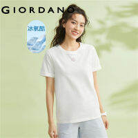 GIORDANO ผู้หญิง เทคโนโลยีขั้นสูงความรู้สึกเย็นน้ำแข็งออกซิเจนเสื้อยืดคอกลมถักลายดอกไม้นูน Free Shipping 05323418