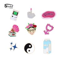 【YF】 Pink Phonograph Tai Chi Enamel Pins Star Brooch for Jackets Lapel Badge Pin Fashion Jewelry