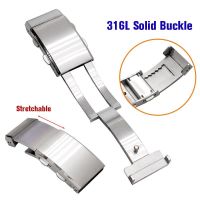 ❖♤▥ 18 มม. 20 มม. 22 มม. Retractable Watch Buckle สำหรับ Seiko Diver 316L Stainless Steel Fold Clasp Double Press Lock Button Accessories