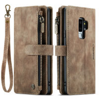 Samsung Galaxy S9 Plus Wallet Case , EABUY Durable PU Leather Magnetic Flip Lanyard Strap Wristlet Zipper Card Holder Phone Case for Samsung Galaxy S9 Plus