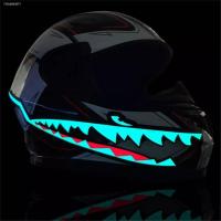 ✻❅◆ Shark Style Motorcycle Helmet EL Cold Light Helmet Light Strip Night Signal Luminous Modified Strip Helmet Sticker