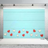 APhoto Studio Props Baby Blue Wooden Board Planks Hearts Background Baby Shower Child Portrait Food Cake Photography BackdropsM