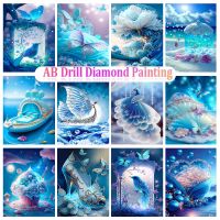 AB Diamond Painting Beach Landscape Full Square Round Diamond Mosaic Embroidery DIY Flowers Birds Cross Stitch Home Decoration