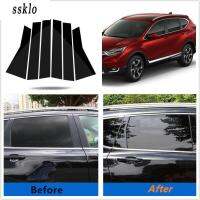 (Ssklo) 6Pcs เปียโนสีดำเสาโพสต์ชุดตัดประตูฝาครอบชุดสำหรับฮอนด้า Cr-V Crv 2017-2018