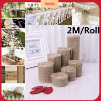 HATTIE 1ม้วน2เมตรสีธรรมชาติอุปกรณ์ปาร์ตี้ DIY งานฝีมือริบบอน Jute Burlap ของตกแต่งงานแต่งงานของขวัญกระเป๋าใส่ของห่อ