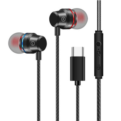 ZP Universal Type-C หูฟังมีสายการลดเสียงรบกวนในหูควบคุมด้วยสายชุดหูฟังโทรศัพท์3.5Mm
