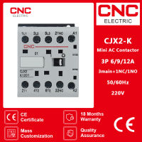 CJX2-K CNC Mini AC Contactor ราง Din 3P 3 Utama 1NO3 1NC Gegelung Voltan 220V 5060Hz 6A 9A 12A