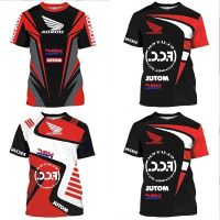 COD DDDGRYTRY ใหม่ เสื้อยืดคอกลม แขนสั้น พิมพ์ลาย Honda HRC รถแข่ง 3D แฟชั่นฤดูร้อน สําหรับเด็กผู้ชาย ผู้หญิง