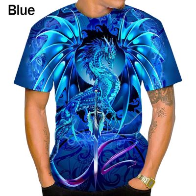 Summer New Fashion Dragon 3D Printing Casual Mens Round Neck Short Sleeve Tops T-shirt
