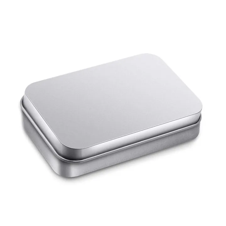 2 Pieces Silver Metal Tin Case Box Container Mini Portable Small ...