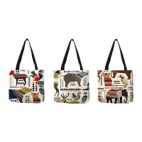 Original Unique Pattern Hand Bag Geometric Floral Animal Elephant Squirrel Bird Bear Owl Shoulder Bag Casual Daily Use Tote Sack