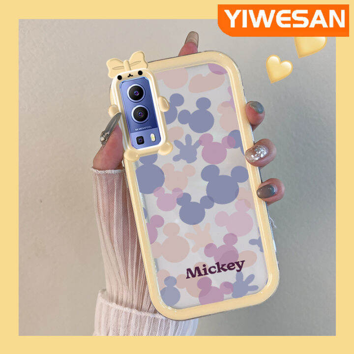 เคส-chenyyka-สำหรับ-vivo-y72-5g-y52-5g-y75s-5g-เคสการ์ตูนน่ารักสีม่วง-ชมพูมิกกี้เมาส์มีขอบสีสันสดใสเคสโทรศัพท์โปร่งใสสัตว์ประหลาดตัวเล็กๆเลนส์กล้องถ่ายรูปเคสกันกระแทกกันกระแทก