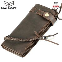 Mens leather long wallet