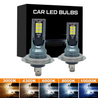 2Pcs H4 H3หลอดไฟ LED ไฟหน้า H8 H9 H11 H7 9005 HB3 9006 HB4ไฟตัดหมอกอัตโนมัติขับรถไฟวิ่งน้ำแข็งสีฟ้า6500K 12V