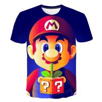 เสื้อยืดลาย Super Mario Bros,เสื้อยืดแฟชั่นฮาราจูกุสำหรับเด็กผู้ชายเด็กผู้หญิงเสื้อยืดลำลองโพลีเอสเตอร์แขนสั้นสำหรับผู้ชายผู้หญิง