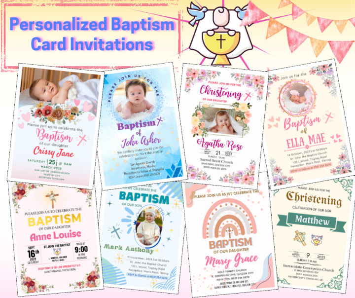 Personalized Baptism Christening Dedication Invitation Cards 