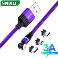 5Pin Nbili 3A แหวนไฟ540 ° สายไมโคร USB ชนิด C ชนิดสาย USB หัวแม่เหล็กหมุนได้อย่างรวดเร็วสำหรับ Iphone13 14 Pro Xs Samsung Xs Xiaom Cord