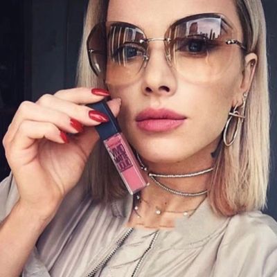 Vintage Rimless Sunglasses Woman Big Frame Sun Glasses Female Retro Frameless Shades Outdoor Gradient Fashion Gafas De Sol