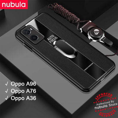 NUBULA A96 Oppo | A76 OPPO | OPPO ฝาครอบ A36 OPPO เคสหนัง PU ขอบนิ่มกันกระแทกฝาครอบด้านหลังเคสมือถือ A96 A76 Hp Op พร้อมที่ยึดแม่เหล็กขาตั้งสายคล้องมือสำหรับ Oppo A96 A76 A36