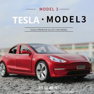 1:32 Tesla รุ่น3รถของเล่นสำหรับเด็กรถของเล่น Die-Casts โมเดลรถของเล่นเด็กของขวัญวันเกิดคริสต์มาส