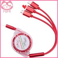 FGFR สาย USB อเนกประสงค์แบบพกพาหลากสี3 In 1พับเก็บได้อเนกประสงค์สายชาร์จรวดเร็ว