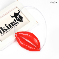 ?[xingtu] Props ตลกไส้กรอกริมฝีปากสีแดงหนาปากใหญ่ฮาโลวีนตลกสยองขวัญ Latex Mask