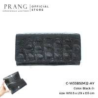 Prang Crocodile Leather Long Bi-fold Wallet กระเป๋าสตางค์ สองพับยาว หนังจระเข้​ C-W33BS(M)2-AY