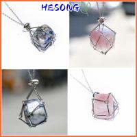 HESONG สีเงินสี สร้อยคอกรงยึดคริสตัล ทองแดงทองแดง สามารถเปลี่ยนได้ สร้อยคอใส่หิน การออกแบบใหม่ อุปกรณ์เสริมสร้อยคอ สร้อยคอโซ่โซ่ ผู้หญิงผู้ชาย