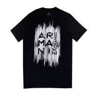 เสื้อยืดแขนสั้นลายทางตัวอักษรสีดำของผู้ชาย Armani 3HPT08