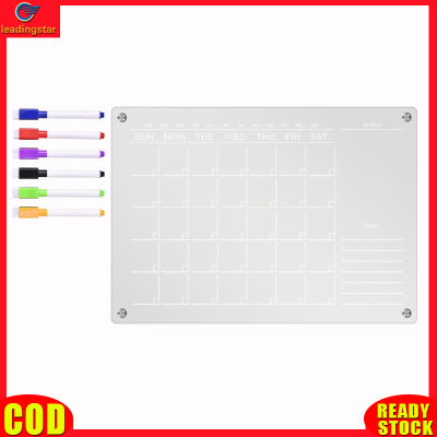 LeadingStar RC Authentic Acrylic Magnetic Calendar Board Rewritable Clear Planning Whiteboard Workout Board With 6 Markers For Fridge Refrigerator