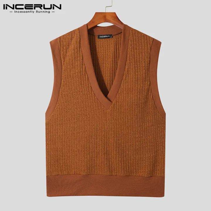 Incerun Mens Winter Sleevless V Neck Knitwear Vests Casual Vacation Party  Pullover Tank (Casual Wear) #2 | Lazada Ph