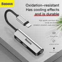 Baseus 3-in-1 Male to Dual &amp; 3.5mm Female Adapter for iPhone L52 Fast Charging Portable Quick Charger Audio Adapter for iPhone USB Hubs