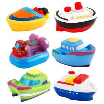 6pcs Cartoon Funny Baby Bath Toy Boat Bath Toys Water Squirt Toys Squeeze Spraying Beach Bathroom Swimming Pool Toys For Kid