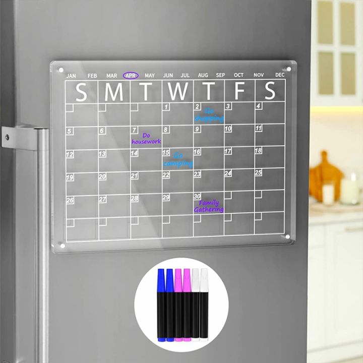 1-set-acrylic-dry-erase-board-dry-erase-board-calendar-for-fridge-16x12-inches-clear-dry-erase-calendar-includes-6-markers