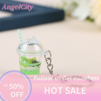 ?AngelCity พวงกุญแจฟองนมรูปถ้วยชาแฟชั่นสุดสร้างสรรค์ขนาดเล็ก1ชิ้นสำหรับผู้หญิงผู้ชายกระเป๋าน่ารักพร้อมจี้พวงกุญแจรถของขวัญเครื่องประดับ