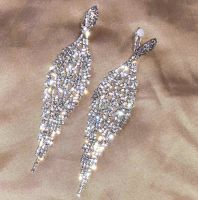 Long Tassel Clip On Earrings Rhinestone Chandelier Boho Fringe Chain Earring for Wedding Bridal Party Jewelry