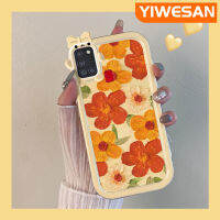 YIWESAN เคส A21s ปลอกสำหรับ Samsung ซิลิโคนที่สร้างสรรค์ดอกไม้จิตรกรรมภาพการ์ตูนเคสมือถือใสเคสป้องกันแบบกันแรงสั่นสะเทือนเลนส์กล้องถ่ายรูปลายสัตว์ประหลาดตัวเล็กๆน่ารักเคสใส