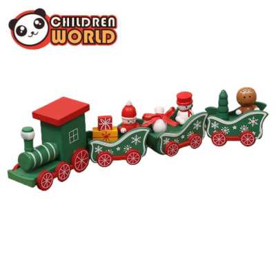 Childrenworld Smooth Surface Christmas Train Model Exquisite Workmanship Multifunctional Funny Kids Wooden Train Model Toy for Baby