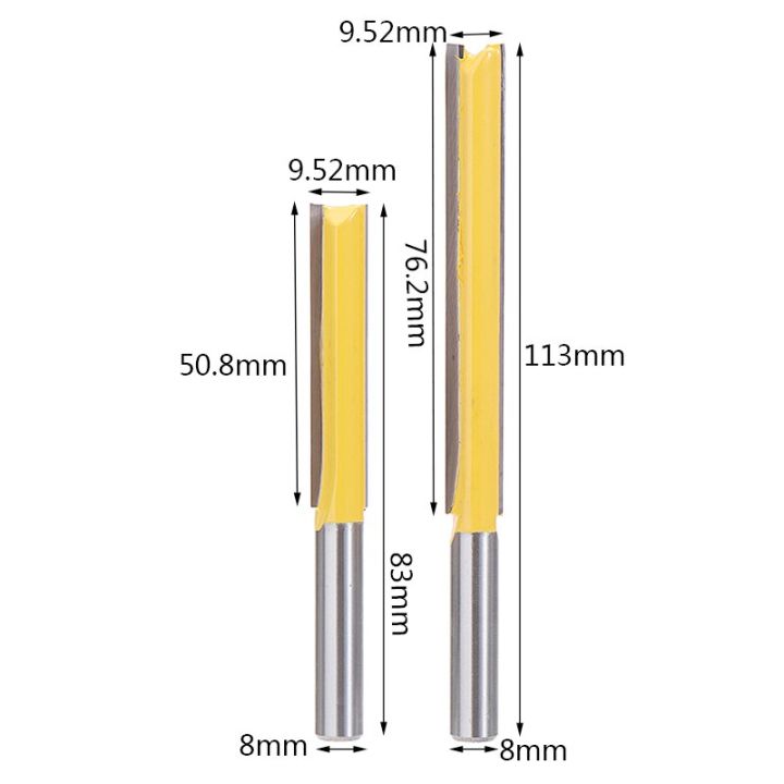 เซ็ตเครื่องตัดร่องขอบสองด้าน8มม-ยาวพิเศษเครื่องกลึงเครื่องตัดงานไม้เราเตอร์ไม้บิต2ชิ้น