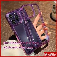 Mowin - เข้ากันได้สำหรับ เคสไอโฟน เคสไอโฟน11 เคสโทรศัพท์ iphone 14 pro max 14 Plus สำหรับ iPhone 14 Pro Max เคส iphone HD อะคริลิคเคสแข็ง TPU กรอบเคสใสชุบปุ่มกล้องป้องกันสีม่วงสีดำเข้ากันได้สำหรับ iPhone 13 Pro max 12 Pro Max 11 xr 7Plus