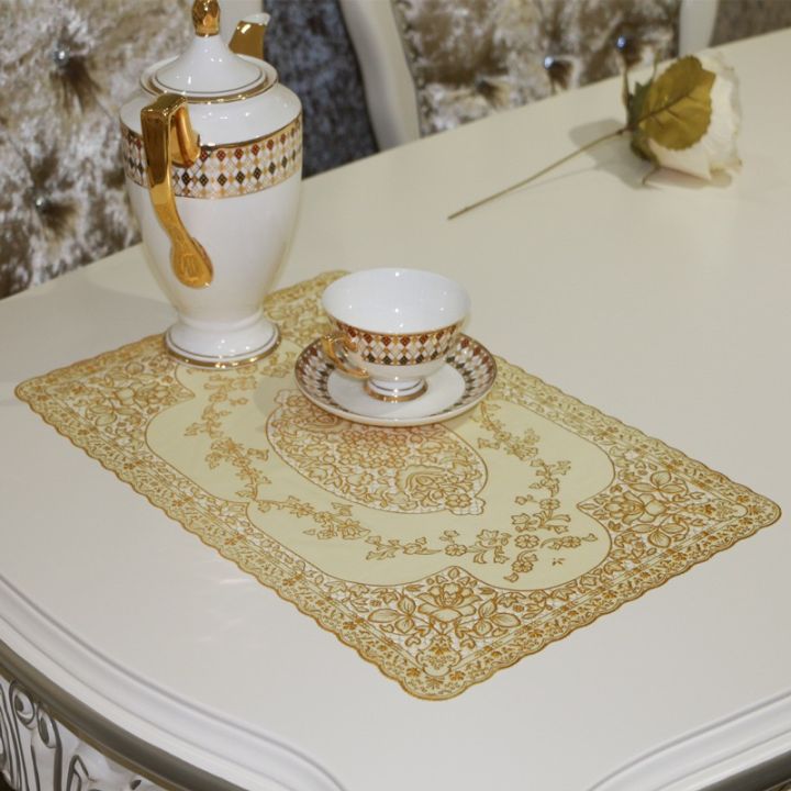 U'Artlines 6pcs Placemat, Floral Elegant Vinyl Non-Slip Insulation