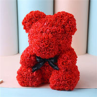 【cw】25cm Red Rose Teddy Bear Rose Flower Valentines Day Gift Artificial Rose Flower Decor Gifts Anniversary gift for Women Wedding