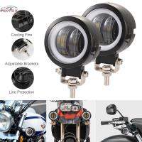 MovFlax 2Pcs 40W 8000LM 3นิ้วกันน้ำรอบ LED Angel Eyes Light Bar Spot Light รถจักรยานยนต์ Offroad รถเรือ Led Work Light