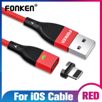 FONKEN 1M 8 Pin สาย QC3.0 ชาร์จ MAX 3A Quick สายชาร์จแม่เหล็กที่ชาร์จความเร็วสูงโทรศัพท์มือถืออุปกรณ์ถ่ายข้อมูลซิงค์แท่นชาร์จแม่เหล็กสายสำหรับแอปเปิลอุปกรณ์