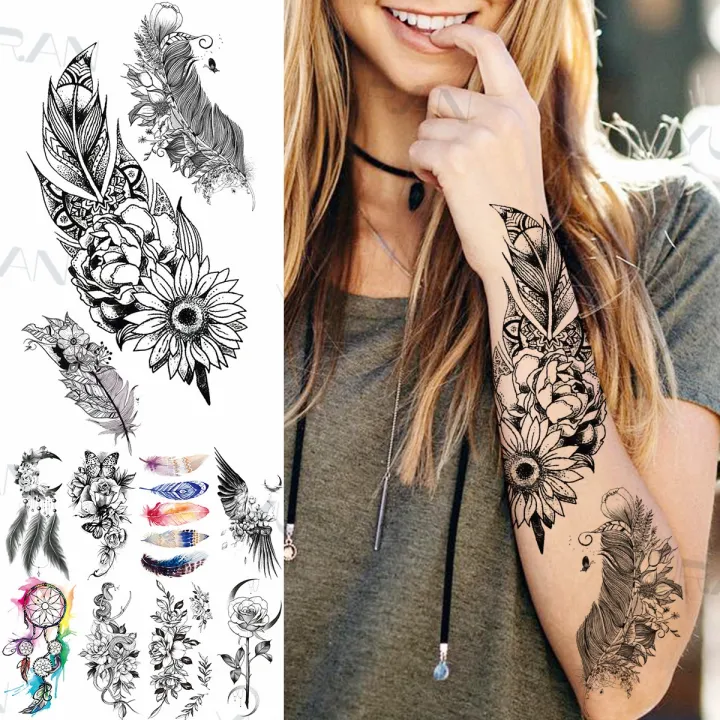 Large Peony Flower Temporary Tattoo For Women Girls Adult Snake Butterfly  Tattoos Sticker Black Fake Rose Tatoos Floral Plants  Temporary Tattoos   AliExpress